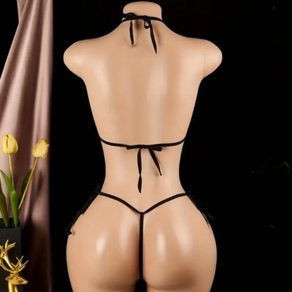 Hot Sexy Underwear Women Bodysuit Lingerie Lace Floral See Through Open Crotch Bodysuit Tie Open Bra Erotic Lingerie Set