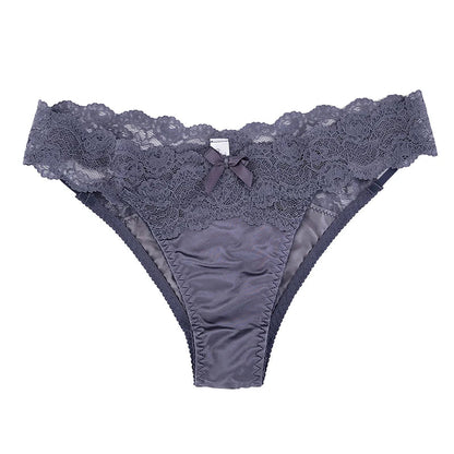 SP&CITY Satin Lace Sexy Women's Underwear Low Waist Transparent Hollow Out Panties Breathable Soft Seamless Briefs Lingerie