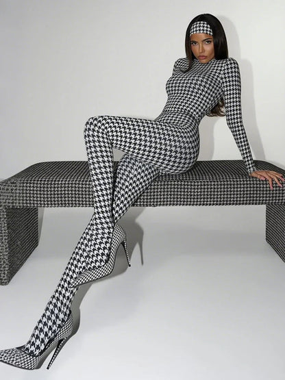 Weird Puss Sexy Foot Jumpsuit Women Snake Print Autumn Trend o-Neck Full Sleeve Stretch Skinny Street Clubwear Zip Slim Overalls