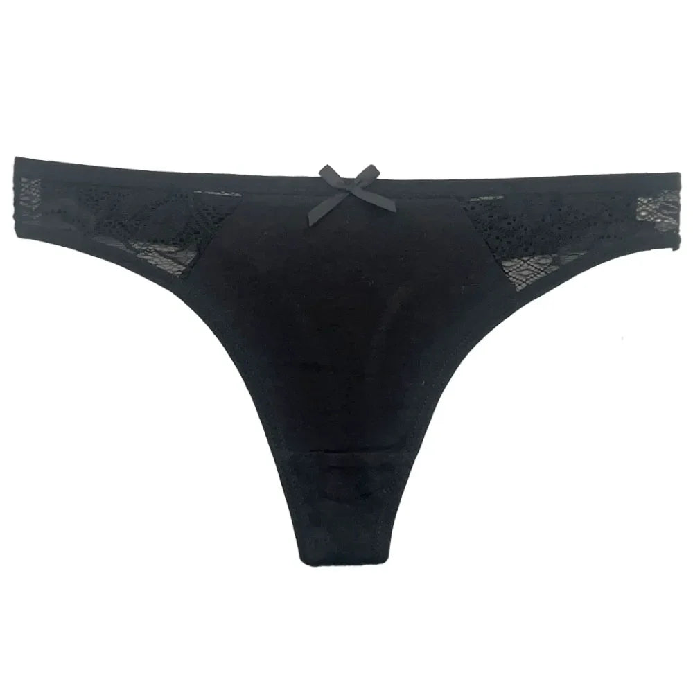 5 PCS/Set Cotton Thong Women Underwear Sexy Lace Panties Female Underpants Solid Color Panties Lingerie Low-Rise G-string
