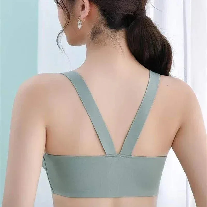 2/1Solid Wireless Sports Bra Comfy & Breathable Seamless Push Up Running Workout Tank Everyday Bra, Women's Lingerie & Underwear