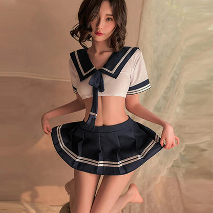 Sexy Lingerie Hot Erotic Apparel Babydoll Underwear Women's Nightdress Porn Dress cosplay Costumes Student Skirt two pieces set