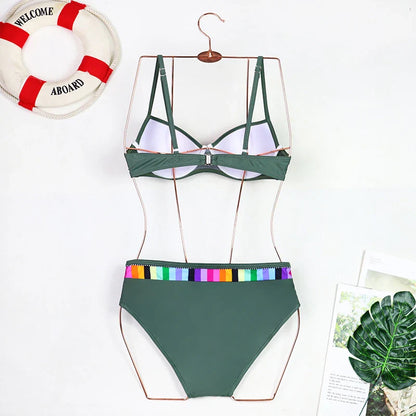2024 New Women Swimsuit Sexy Women High Waist Bikini Swimwear Female Two Piece Beachwear Printed Bikinis Set Bathing Suit