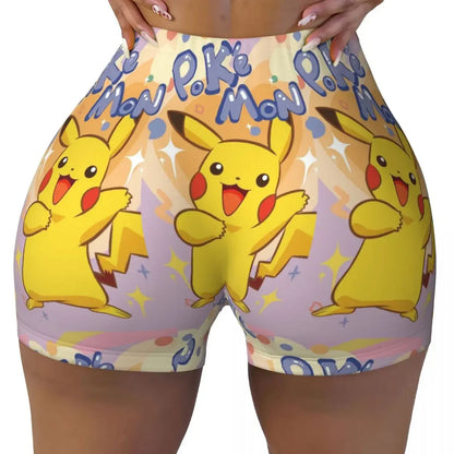 Custom Pikachus Women's Workout Yoga Shorts Athletic Gym Running Volleyball Shorts