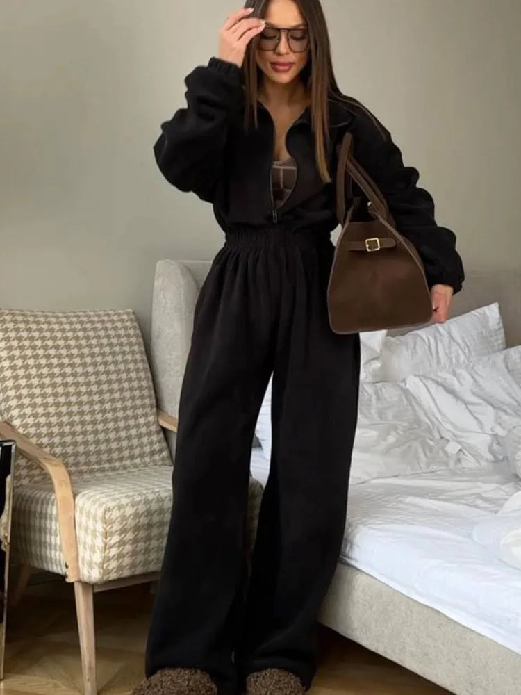 Zekye Woman Clothing New Fashion Long-sleeved Jumpsuit Women's Casual Semi-open Elastic Waist Jumpsuit Elegant Woman Jumpsuit