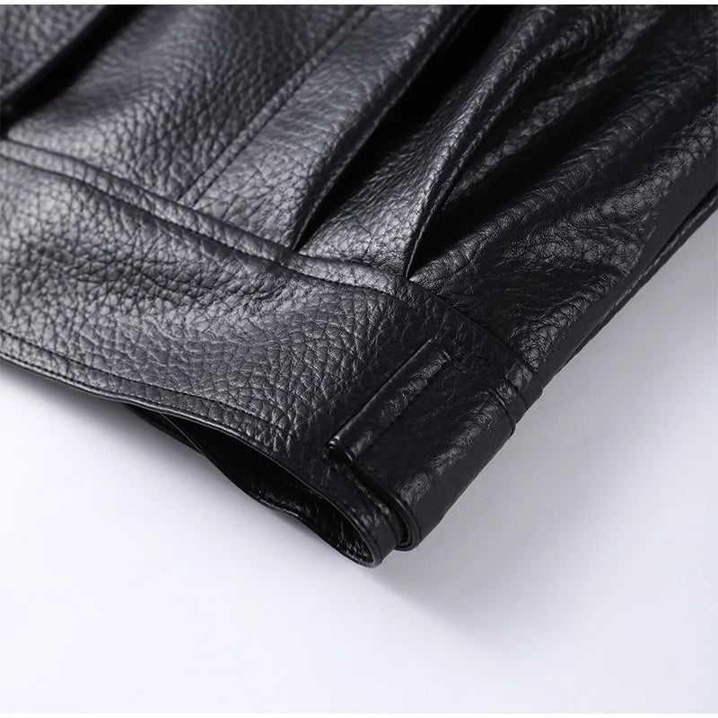 Street Stand Collar Women's Leather Jacket Loose Long Sleeve Zipper Pockets Chic Female Coats 2025 Autumn Winter Lady Outerwear