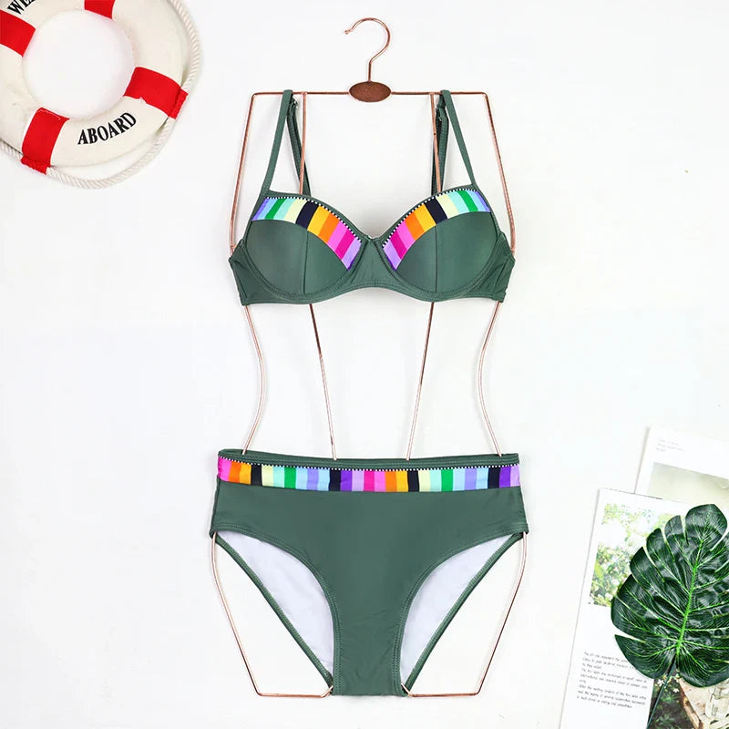 2024 New Women Swimsuit Sexy Women High Waist Bikini Swimwear Female Two Piece Beachwear Printed Bikinis Set Bathing Suit