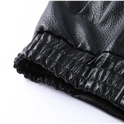 Street Stand Collar Women's Leather Jacket Loose Long Sleeve Zipper Pockets Chic Female Coats 2025 Autumn Winter Lady Outerwear
