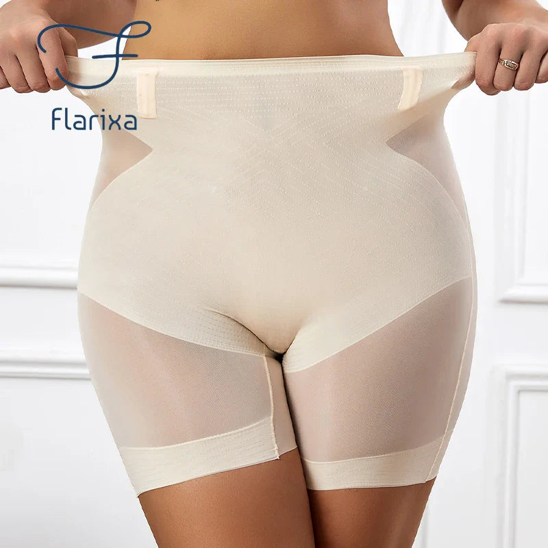 Flarixa Seamless High Waist Shorts Panties For Women Tummy Control Hip Lift Ice Silk Safety Pants Underwear Boyshorts Boxer