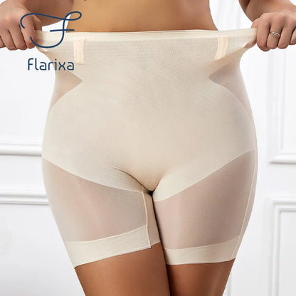 Flarixa Seamless High Waist Shorts Panties For Women Tummy Control Hip Lift Ice Silk Safety Pants Underwear Boyshorts Boxer