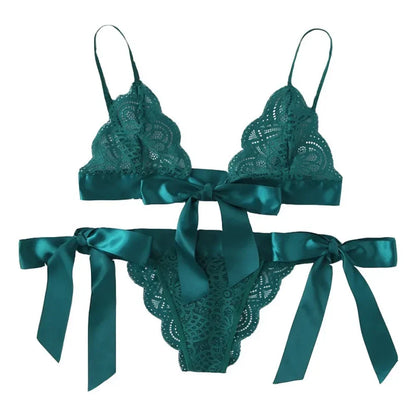 Sexy Lace Bra Brief Set Lingerie Set Women Underwear Transparent Bra Panties Sets Female Red Ultra-thin Unlined Underwear Set