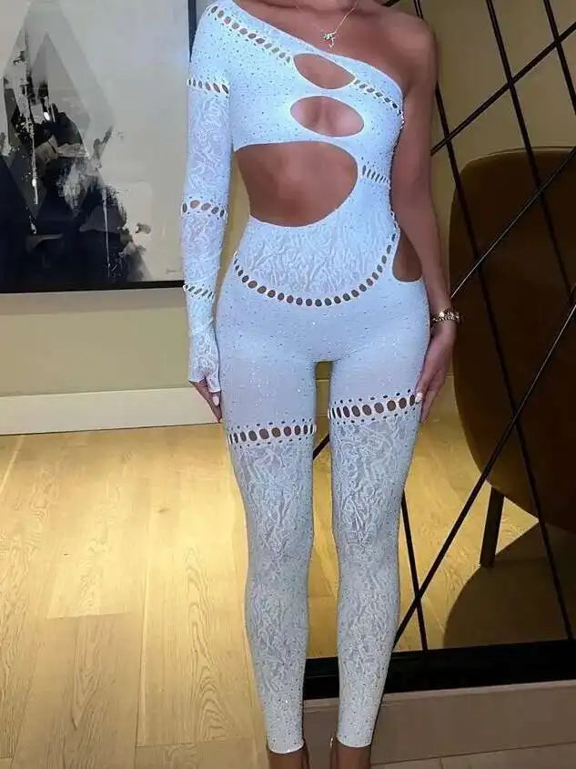 Hot Stamping Bodystocking Lingerie Sparkling crystal Jumpsuit Mesh Body Suits For Women Romper Jumpsuits Mesh Lace Sheer A4HM