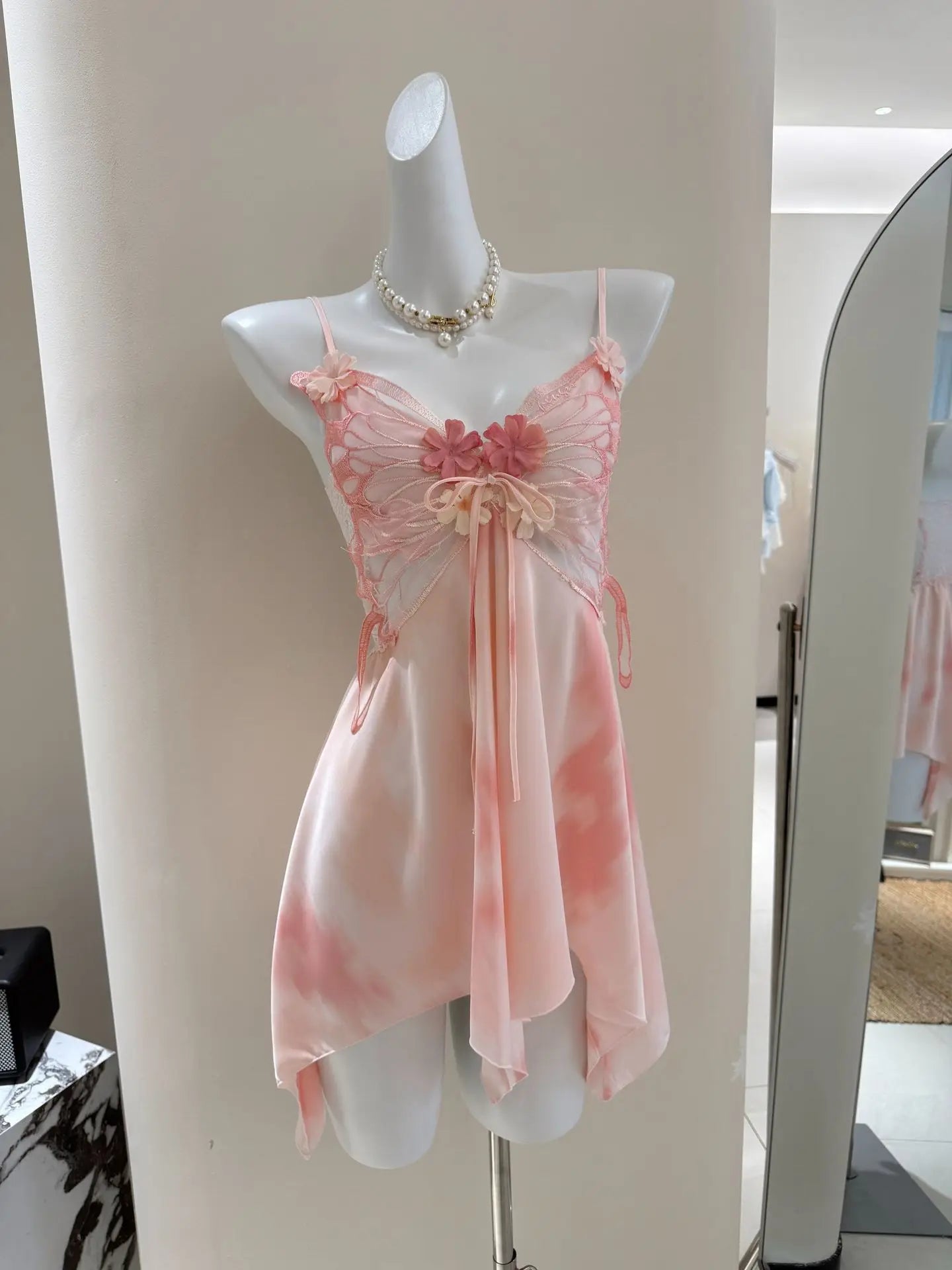 Fairy Elf Suspender Nightgown Lingerie Sexy Butterfly Lace Chemise Sleepwear Nightdress Homewear Summer New Women Nightwear
