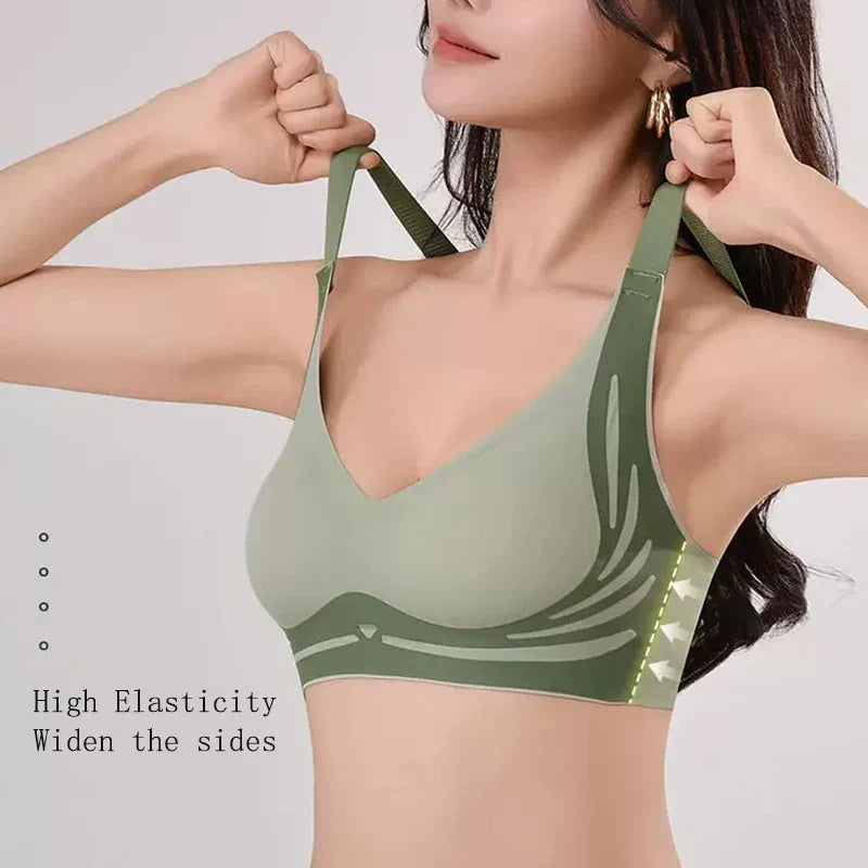 Plus Size Super Gather Push Up Bras Women Soft Support Seamless Underwear Female Full Cup Lift-Up Bras No Steel Sleepwear