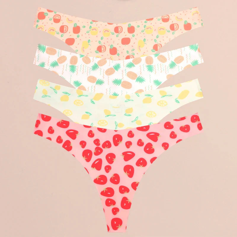 FINETOO 4Pcs Ultra Soft Underwear For Women Sexy Graphic Print Seamless Thongs Female Stretch Leopard G Strings Comfort Lingerie