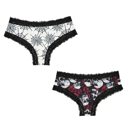 2Pc Set Lingerie Woman Sexy Underwear Lace Female Underwear Ghost Bat Butterfly Gothic Style Breathable Panties For Women