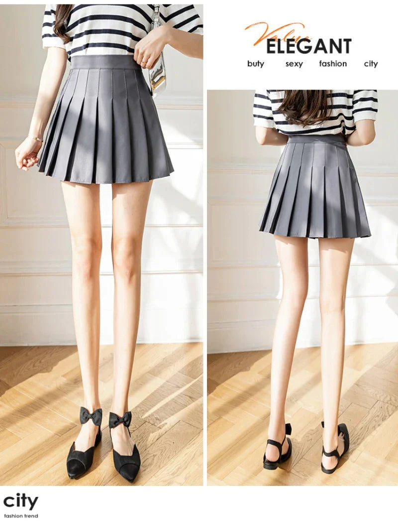 White Women Pleated Skirts Summer High Waist Zipper Girls Dancing JK Mini Skirts Black Fashion Student A Line Faldas 2024