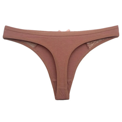 5 PCS/Set Cotton Thong Women Underwear Sexy Lace Panties Female Underpants Solid Color Panties Lingerie Low-Rise G-string
