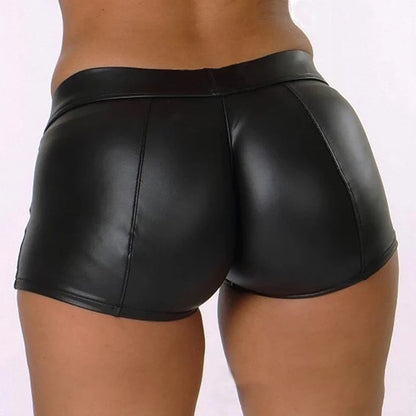 2024 Sexy Womens Shorts Shiny Elastic High Waist Shiny Faux PU Leather Short Pants Slim Hot Dance Clubwear Mini Shorts