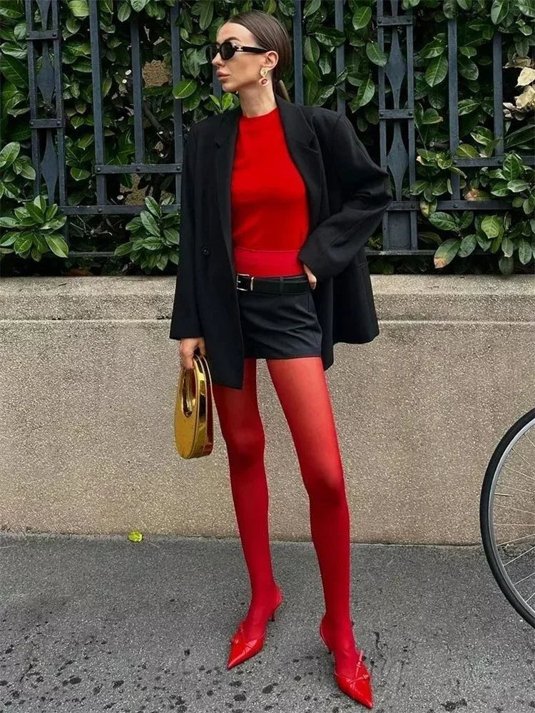 Women's Tights Slim Stockings Pantyhose Super Elastic Large Size Leggings Red Women's Sexy Tights Spring Autumn Winter Y2k 2024