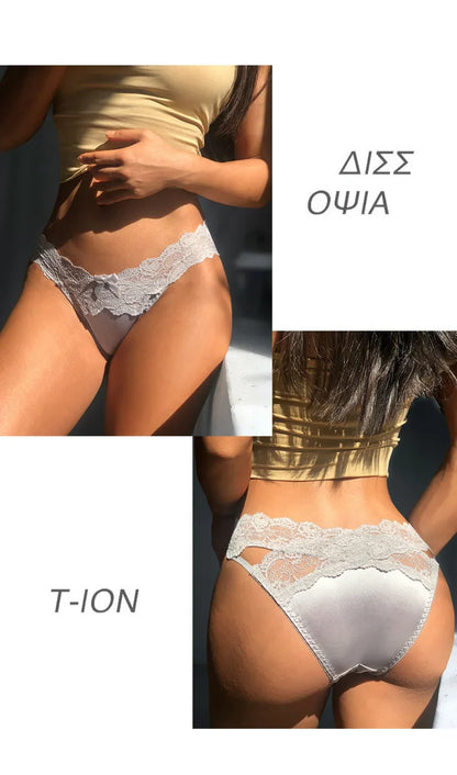 SP&CITY Satin Lace Sexy Women's Underwear Low Waist Transparent Hollow Out Panties Breathable Soft Seamless Briefs Lingerie