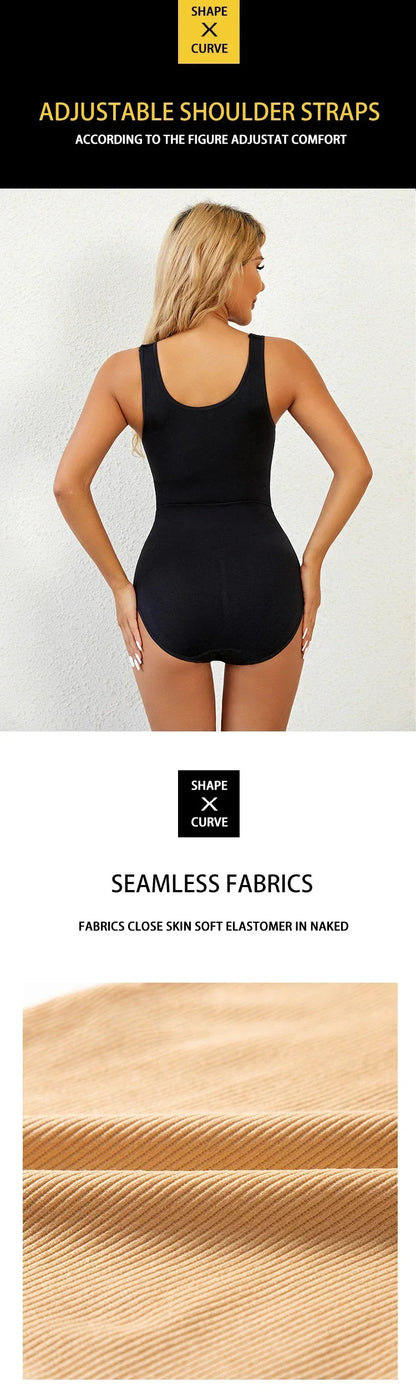 Seamless bodysuit printed plus size tummy control shapewear flat belly slimming full body shaper corset underwear women tank top