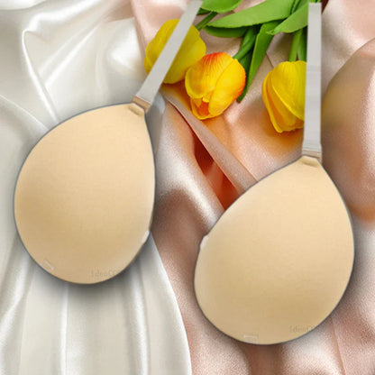 Invisible Adhesive Bra for Women Backless Strapless Push Up Sticky Silicone Wedding Underwear with Transparent Strap Reusable