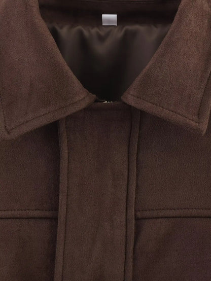 TFMLN Autumn Winter Women Suede Jacket Coat 2025 New Fashion Long Sleeve Zipper Loose Bomber Coat Chic Lady Casual Streetwear