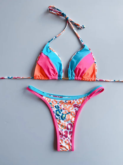 RUOTONGSEPT 2023 Sexy Spliced Swimsuit Women Swimwear Tiger Stripe Print Micro Bikini Set Brazilian Biquinis Beach Bathing Suit