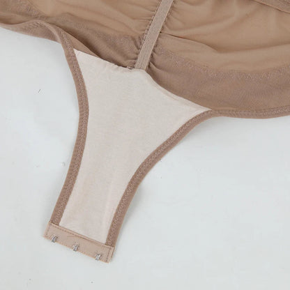 Cross Waist Bodysuit Sexy Women Briefs Shapewear with Film Coaster Mesh Breathable Suspender Top Tummy Control Ladies Underwear