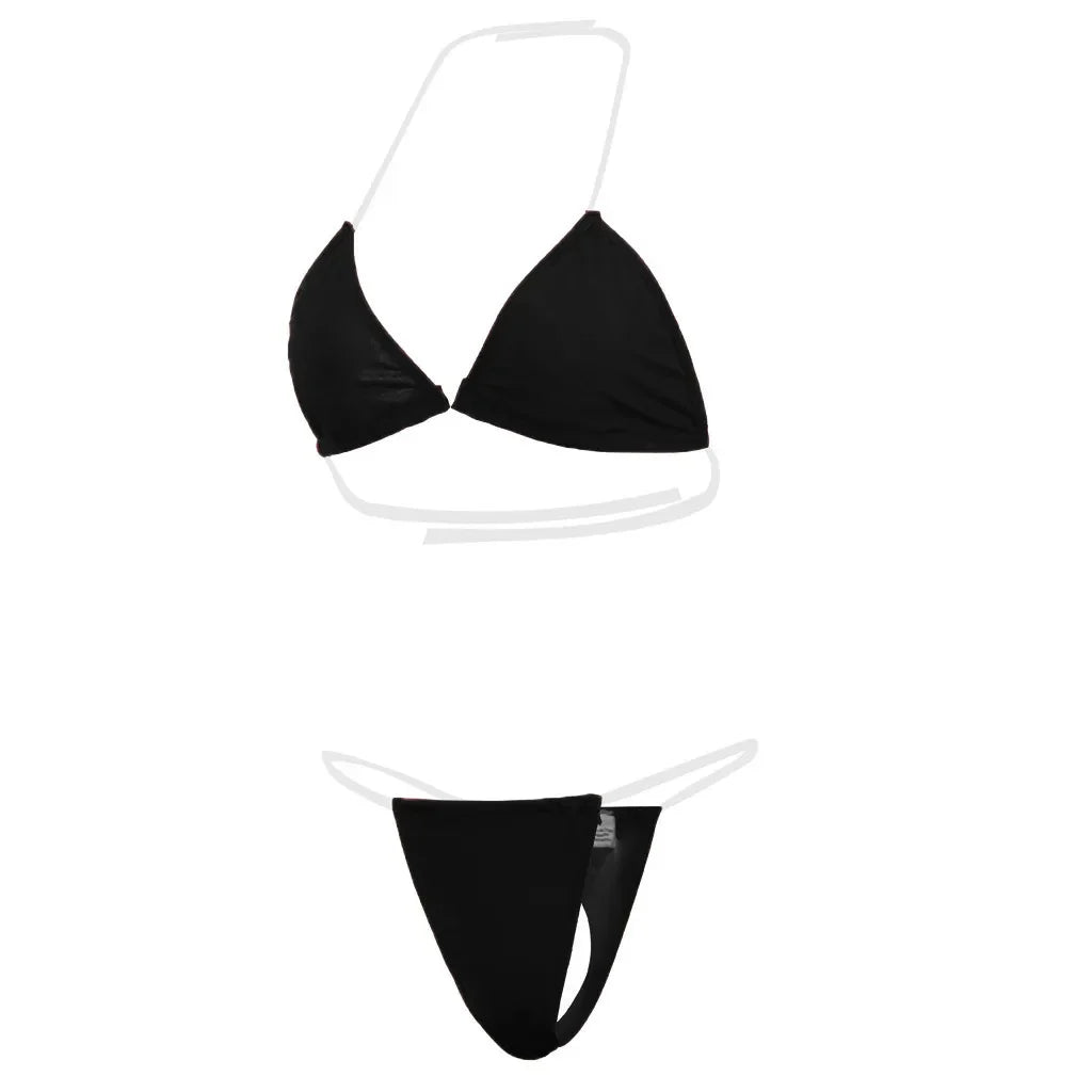Cheap Ladies Bikini Set New Fashion Women'S Swimsuit Sexy Simple Transparent Strap Biquini Set Casual Thin Slim Beachwear