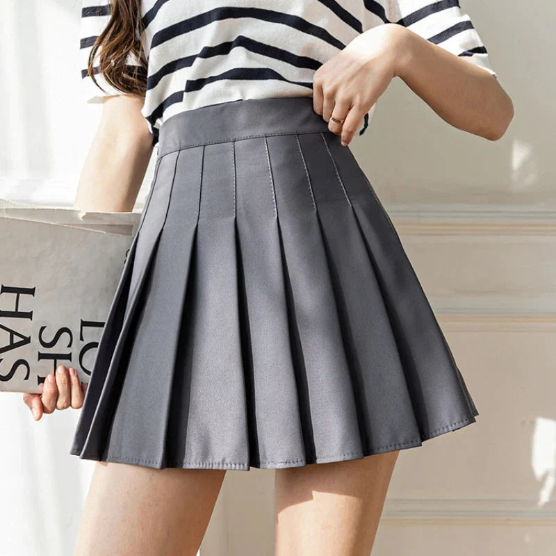 White Women Pleated Skirts Summer High Waist Zipper Girls Dancing JK Mini Skirts Black Fashion Student A Line Faldas 2024