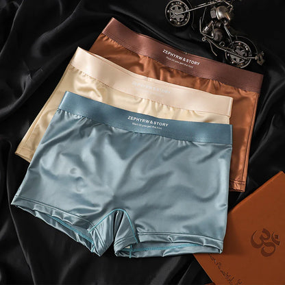3PCS/Pack Luxury Ice Silk Satin-like Women's Panties 3D Double-layer Breathable Mesh Crotch Underwear Soft Smooth Safety Briefs