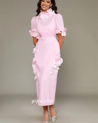 Customized Classic Modern Style Formal Evening High Collar Straight Flowers Bespoke Occasion Dresses 2025