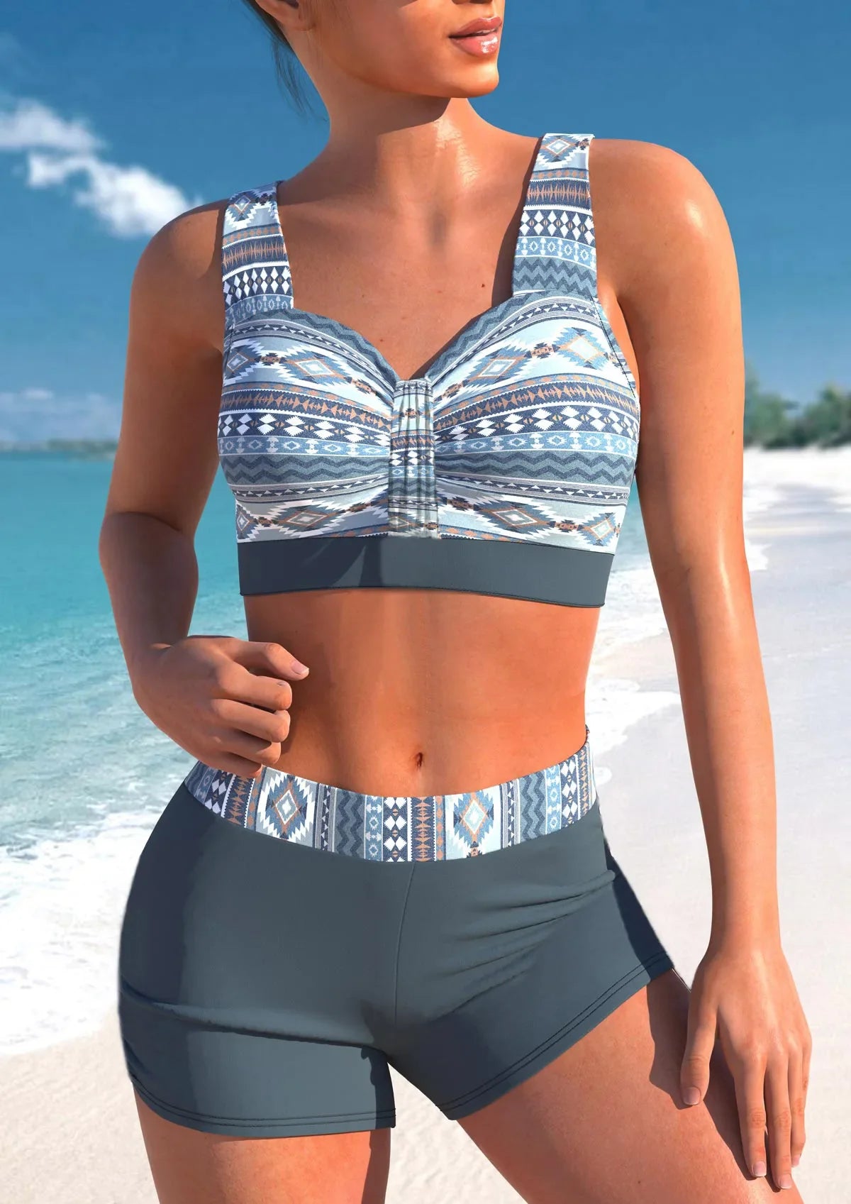 Women's Bikini Strapless Wide Straps Two-piece Swimsuit Fashion Sexy Sexy Print Swimsuit S-5XL