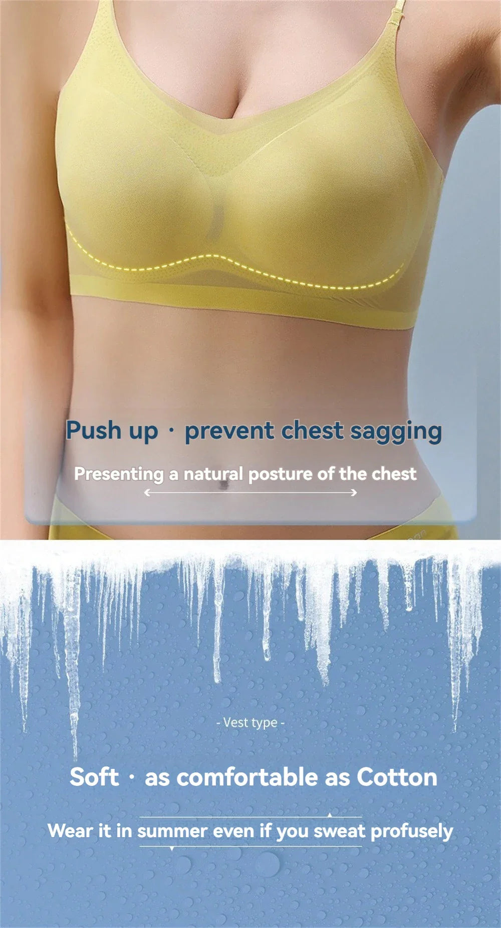 Ultra-Thin Breathable Ice Silk Top Bra Women's Bustier Underwear Seamless Back Halter Vest Wrap Bra Small Chest Together