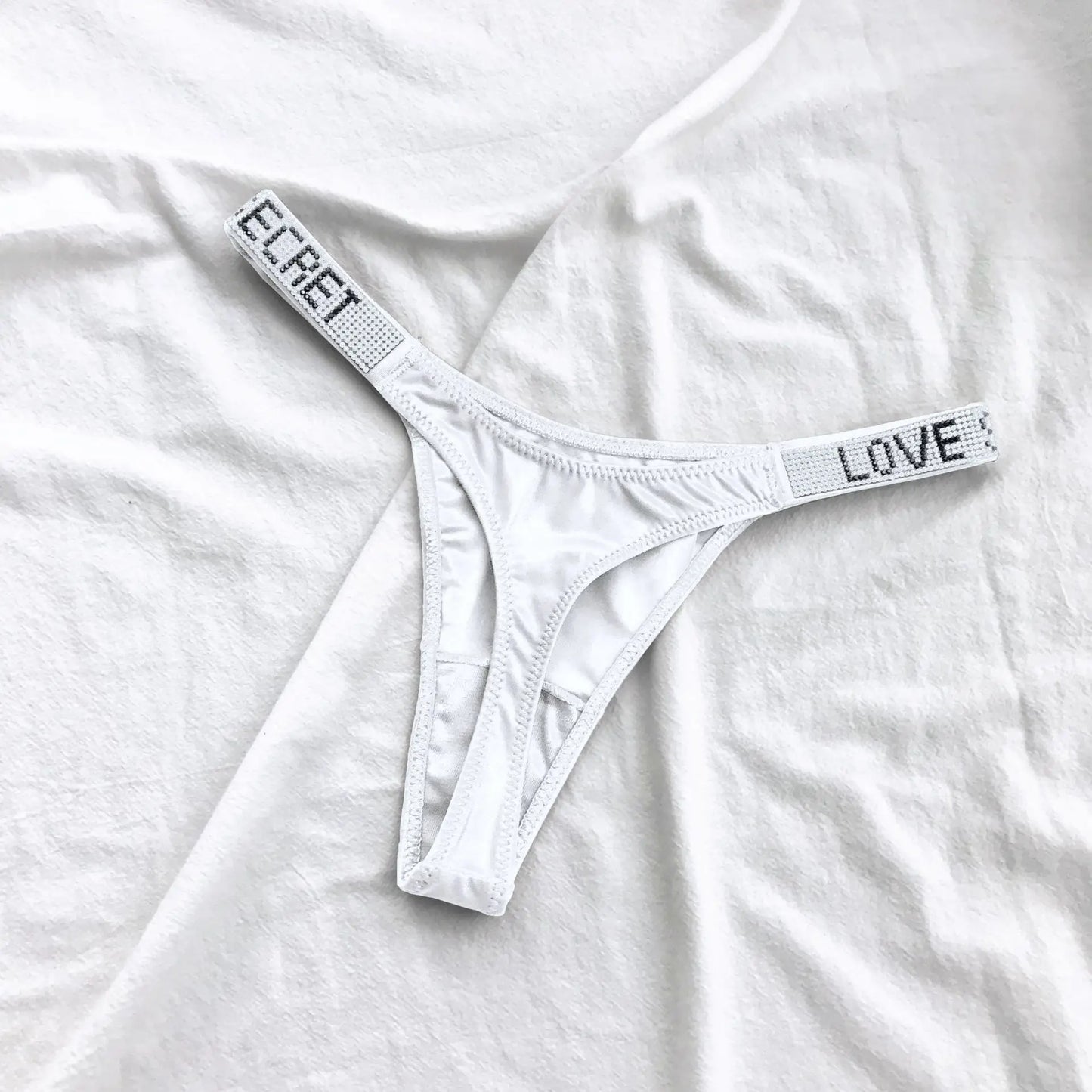 Sexy Triangle Fitness Sports With Letter Low Rise Briefs Sexy T-Back G-string Women Panties Rhinestone Thong
