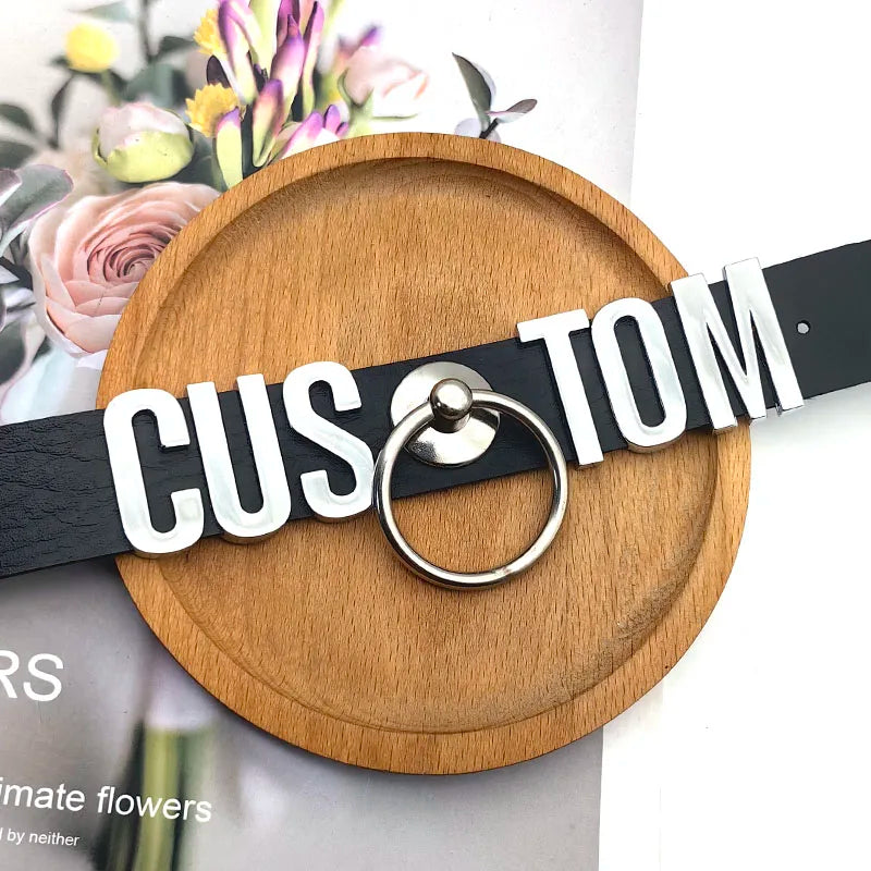 Sexy Punk Large Ring Pendant Customized Letters Collars Choker Necklace DIY Personalized Buckle Hoop Chocker Jewelry Cosplay