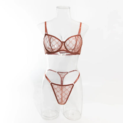Ultra-thin Sexy Porn Lingerie 2Pcs Sets Seamless Mesh See-Through Bras And Thongs Erotic Underwear Outfits Adult Hot Sex Suit