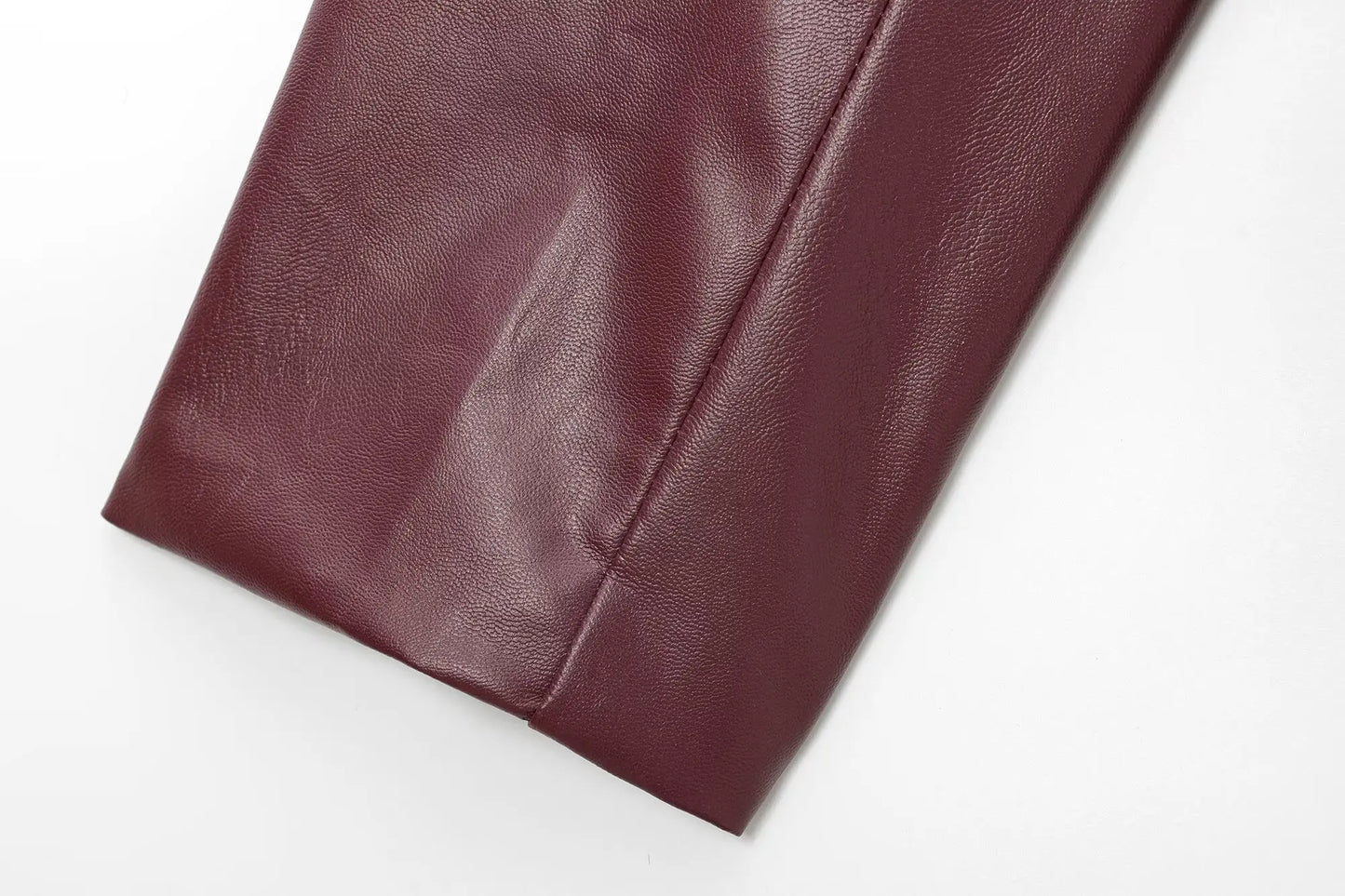 HH Wine Red Faux Leather Jakcet Fashion Outerwear Thicken Zipper Lapel Pu Coats Autumn Winter Streetwear Ladies Tops Women