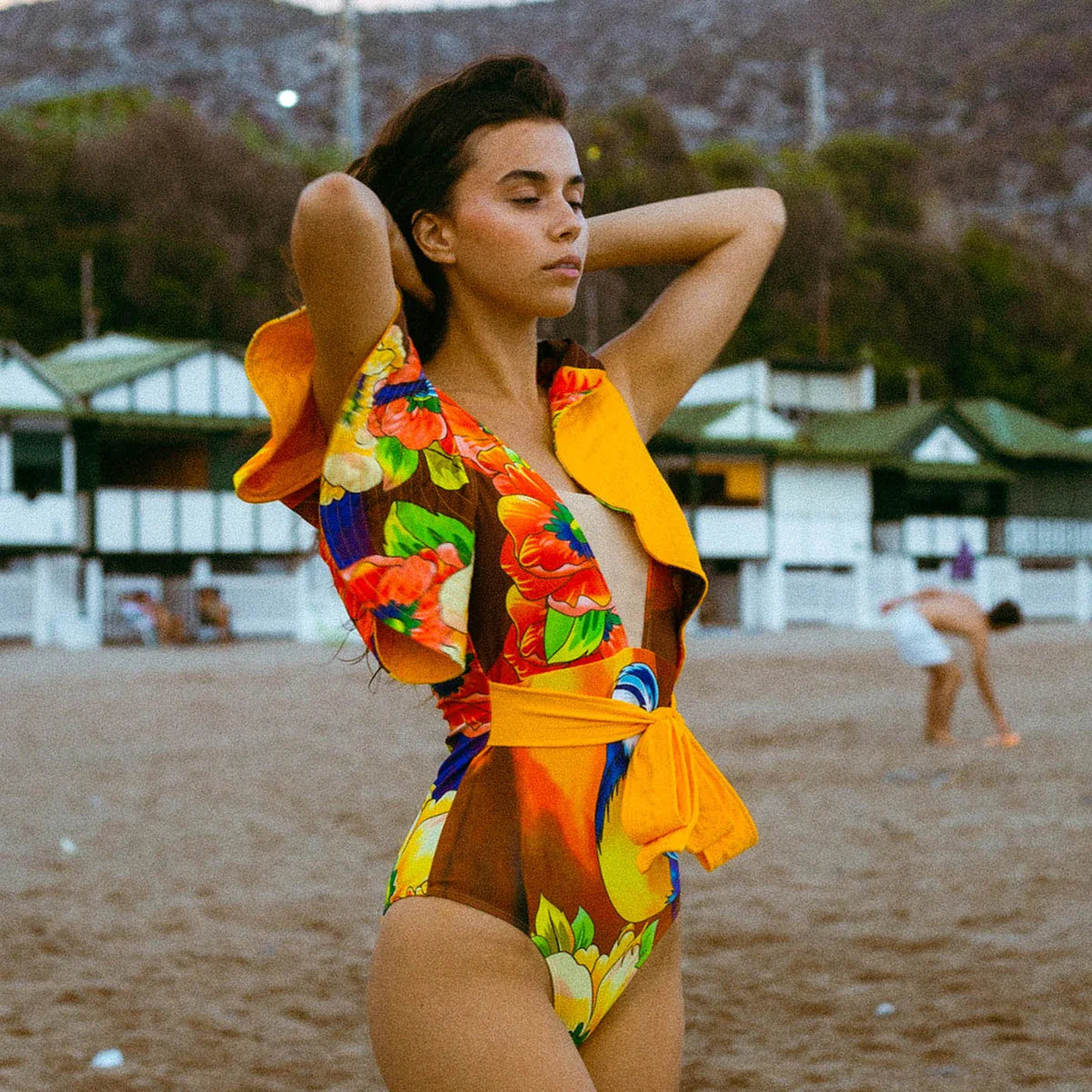 2025 New Sexy V-Neck One Piece Swimsuit Belt Swimwear Women Ruffle Monokini Push Up Swim Suit Colorful Bathing Suit Female Beach