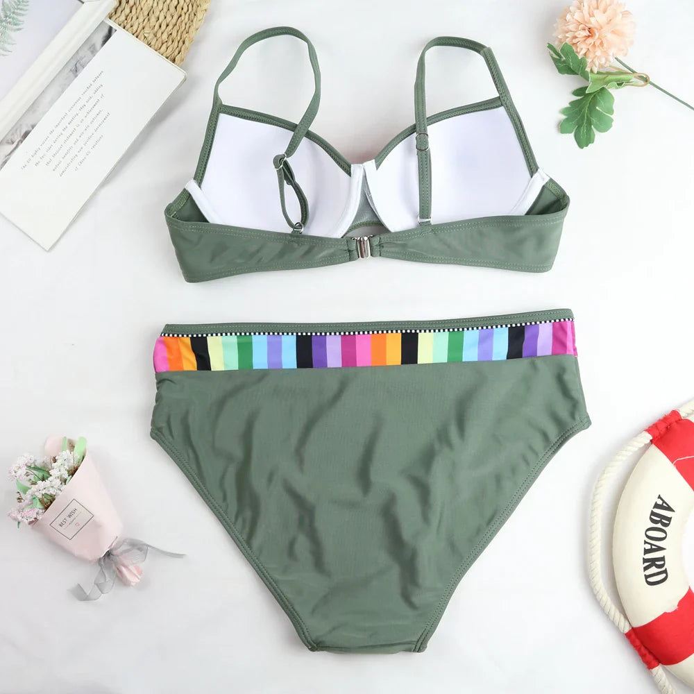 2024 New Women Swimsuit Sexy Women High Waist Bikini Swimwear Female Two Piece Beachwear Printed Bikinis Set Bathing Suit