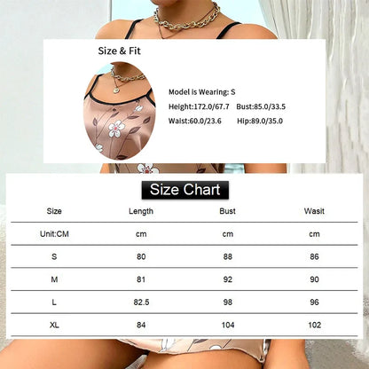 Women's Sleepdress Satin Floral Print Nightdress Comfortable Spaghetti Strap Sleepwear Dress Luxurious Satin Slip Nightdress
