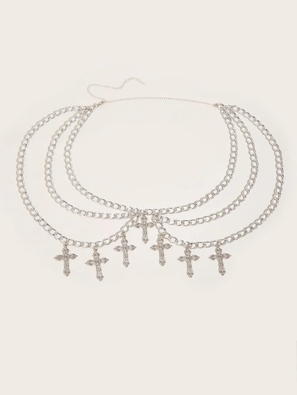Cross waist chain women's waist jewelry niche waist decoration versatile temperament cool punk hot girl personal body chain