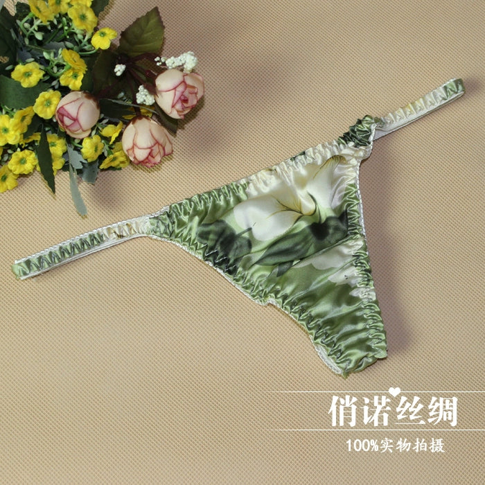 100% Mulberry silk woman briefs natural silk summer cool sexy thong lady panties