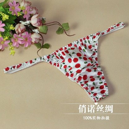 100% Mulberry silk woman briefs natural silk summer cool sexy thong lady panties